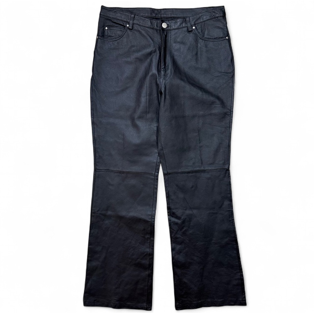 Vintage Metro Style Black 100% Leather‎ Pants Moto Motorcycle Lined Women's 10